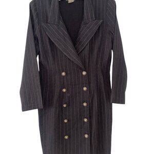 DBY Ltd Vintage Pin Stripe Double Breasted Retro Mini Preppy Coat Dress size 9